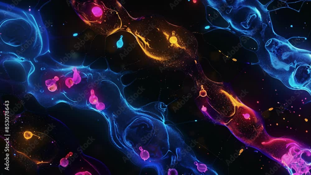 Poster a series of fluorescent microscopy animations showing the degradation of a misfolded protein through