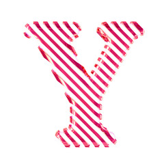 White symbol with pink diagonal ultra thin straps. letter y