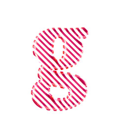 White symbol with pink diagonal ultra thin straps. letter g