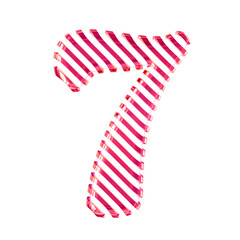 Obraz premium White symbol with pink diagonal ultra thin straps. number 7