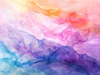 Abstract Watercolor ArtworkFluid Lines and Vibrant Colors in Soft Harmony