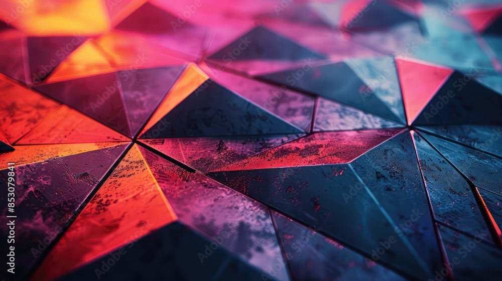 Aufkleber vibrant geometric triangular pattern - abstract artistic background