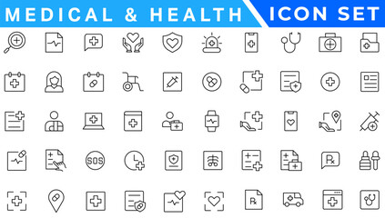 Medical and Health flat icons. Collection health care medical sign icons