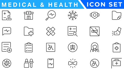 Medical and Health flat icons. Collection health care medical sign icons