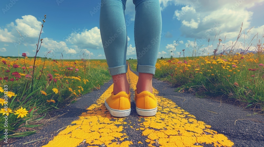 Poster document the reality of progress with an image of someone weighing themselves, their reflection a te