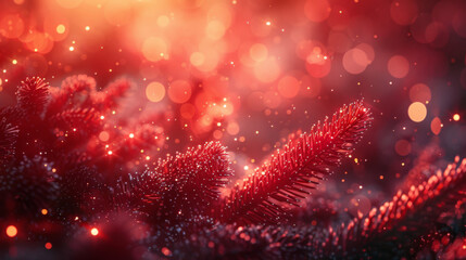 Naklejka premium Red and orange holiday bokeh. Abstract Christmas background