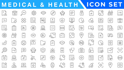 Medical and Health flat icons. Collection health care medical sign icons