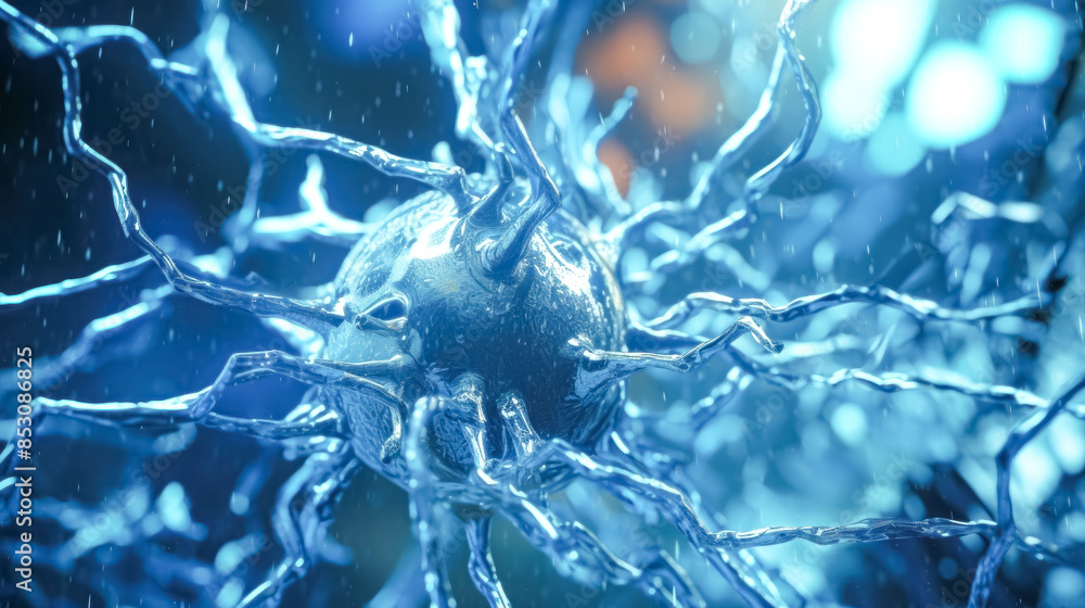 Poster a close up of a brain with many neurons.