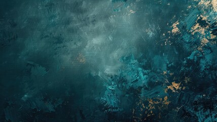 Obraz premium Abstract oil paint texture in shades of blue and green with gold accents.