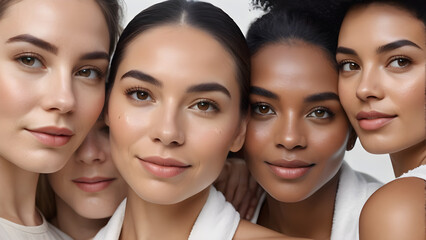 Obraz premium Young women's skincare, various, face skincare, different skins