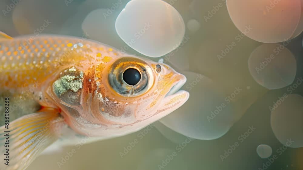 Poster a closeup of a fish with a tiny electronic tag attached to its underside. these tags can track the m