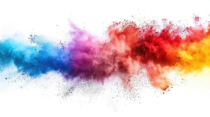 Multicolor powder explosion on White background. Colored cloud. Colorful dust explode. Paint Holi
