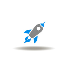 Vector illustration of spaceship. Icon of venture capital. Symbol of rocket.
