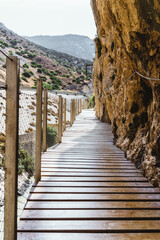 wooden path in the mountains