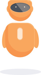Orange robot is hovering in the air, its arms at its sides