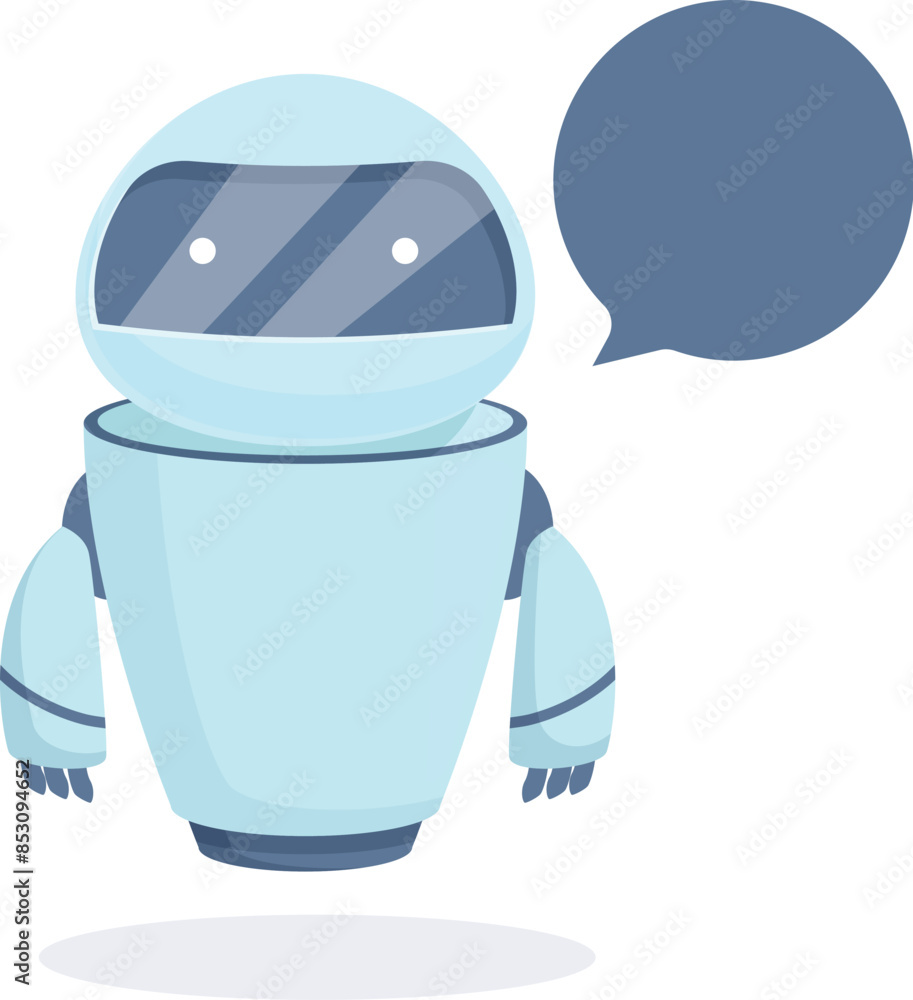 Poster cartoon robot is having a conversation, showing the concept of artificial intelligence