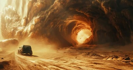 sci-fi alien landing in desert