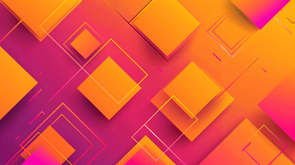 Orange and Fuchsia square shape background presentation design