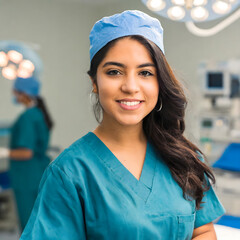 Fototapeta premium Middle eastern surgeon in operating room looking at camera