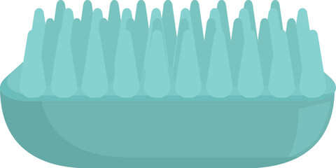 Cleaning brush with plastic handle and turquoise bristles for scrubbing