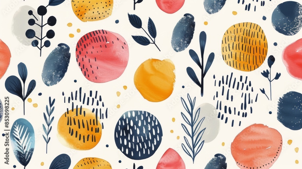 Poster scandinavian-inspired pattern with minimalist motifs.