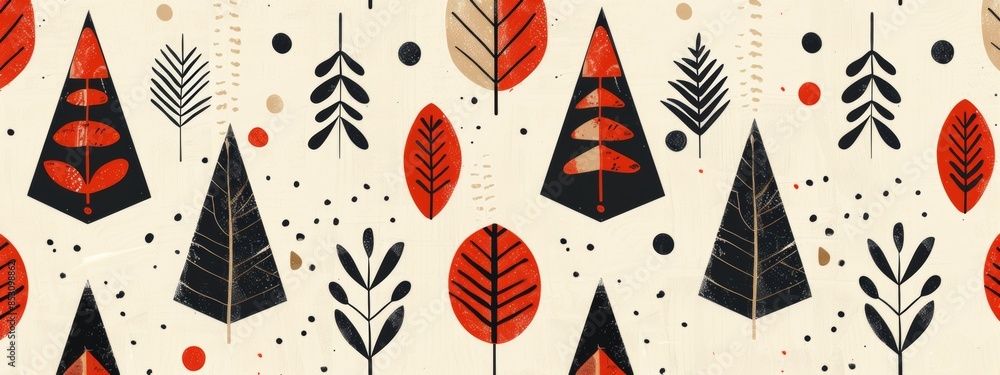 Poster scandinavian-inspired pattern with minimalist motifs.