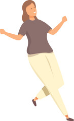 Young woman is happily walking, enjoying a carefree moment