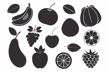 fruits item silhouette vector illustration design