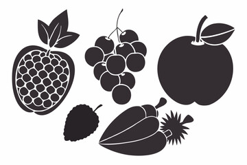 fruits item silhouette vector illustration design