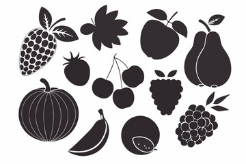 fruits item silhouette vector illustration design