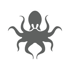 Food, octopus, japanese icon. Gray vector graphics.