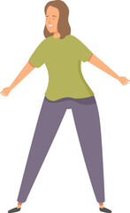 Young woman is standing with open arms, welcoming new opportunities with a positive attitude