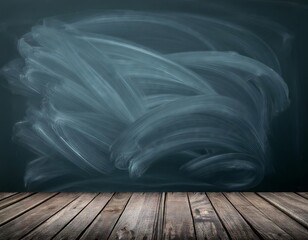 Obraz premium Chalkboard Background With Wooden Floor