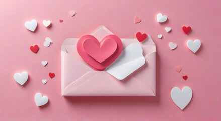 pink hearts on a red background