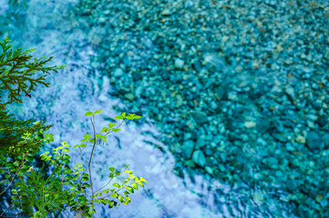 阿寺ブルーの水面　阿寺渓谷