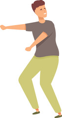 Young man is happily dancing, enjoying the rhythm and expressing himself through movement