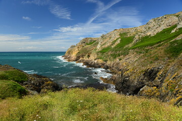 La Pulec, Jersey, U.K. Beautiful rugged coastal landscape. © alagz