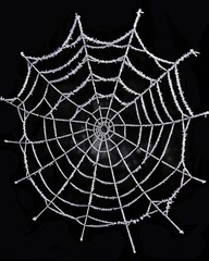 Obraz premium Spider's Web. Real Frost Covered Spider Web in Grunge Style for Halloween Theme