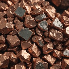 Shiny copper ore rocks showcasing rich hues of brown and orange