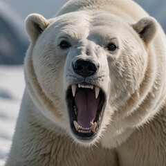 Frostbite Fury Intense Polar Bear Roaring in Arctic Wilderness