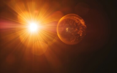 Fototapeta premium A lens flare with a large, round glow on the left side of a black background