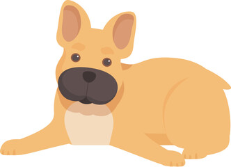 Cartoon illustration of a fawn french bulldog puppy lying down