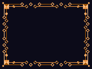 Art deco frame. Vintage linear border. Design a template for invitations, leaflets and greeting cards. Geometric golden frame. The style of the 1920s - 1930s. Vector illustration