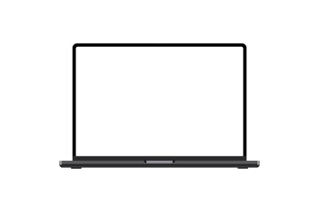 open laptop with white screen on white background. mockup. vector