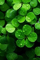 four leaf clover with water droplets on it