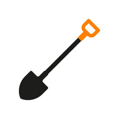 Shovel with handle icon. Colored silhouette. Front view. Vector simple flat graphic illustration. Isolated object on a white background. Isolate.