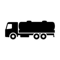 Truck tank icon. Black silhouette. Side view. Vector simple flat graphic illustration. Isolated object on a white background. Isolate.