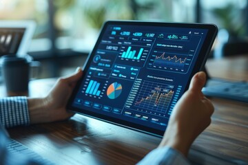 Data analysis concept on tablet. Business performance analysis. Modern analytics