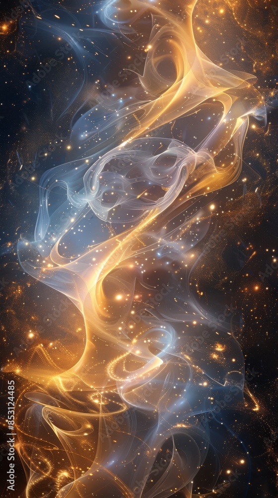 Poster abstract cosmic light trails with glowing particles. space and universe concept.