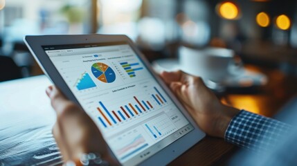 Data analysis concept on tablet. Business performance analysis. Modern analytics